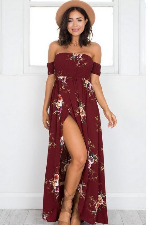 Off-Shoulder Long Summer Dress