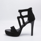 Black Criss Cross Peep Toe High Heel Sandal