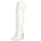 Women Patent Bright Leather Pointed Toe Stiletto Over The Knee Thigh High Boots