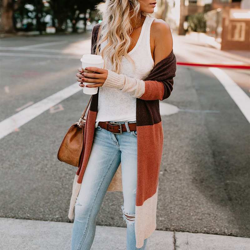 Patchwork Long Knit Cardigan