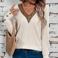 V Neck Long Sleeve Plain Sweatshirt