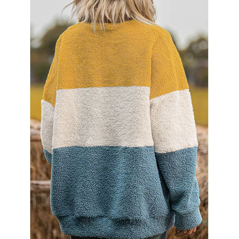 Casual Crew Neck Color Block Sweatshirt