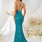 Beaded Backless Mermaid Prom Dress