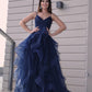 Dark Blue Princess Tulle Sleeveless Prom Dress