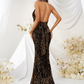 Halter Neck Sequined Backless Long Prom Dress