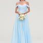 Pale Turquoise Appliqued Off-Shoulder Bridesmaid Dress