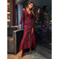 Burgundy Sequin Mermaid Prom Dress