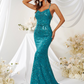 Beaded Backless Mermaid Prom Dress