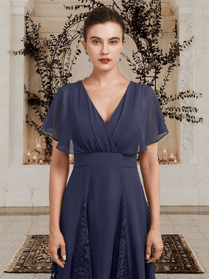 A-Line Slate Gray Short Sleeves Bridesmaid Dress