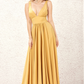 Gold V Neck Sleeveless Slit Maxi Bridesmaid Dress