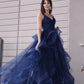 Dark Blue Princess Tulle Sleeveless Prom Dress