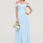 Pale Turquoise Appliqued Off-Shoulder Bridesmaid Dress