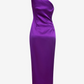 Satin Oblique Shoulder High Slit Long Prom Dress