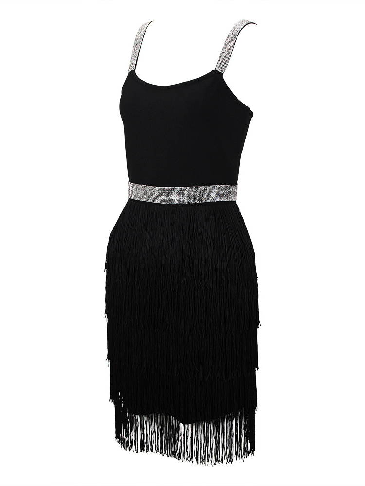 Sleeveless Fringe Detailed Short Prom Dress