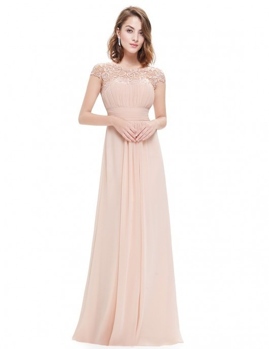 A-Line Cap Sleeves Lace Bridesmaid Dress