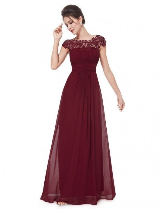 A-Line Cap Sleeves Lace Bridesmaid Dress