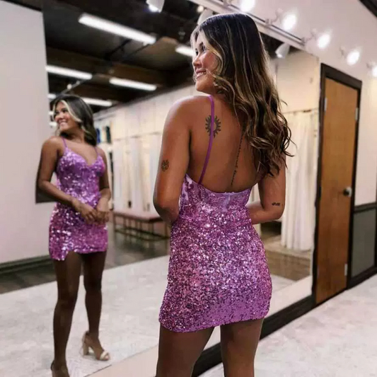 Sleeveless Corset Bodycon Sequin Appliques Homecoming Dress