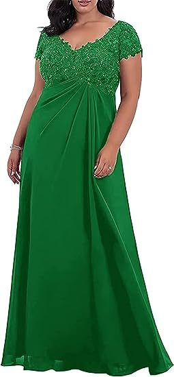 Elegant Short Sleeves A-line Floor-Length Mother of The Bride Dress