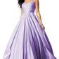 V-neck Pleated Soft Satin Prom Dress