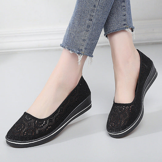 Comfortable Non-slip Hollow Lace Breathable Wedge Shoes