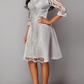 Gainsboro Long Sleeves Lace Panel Dress