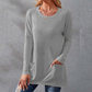 Crew Neck Loose Long Sleeves Plain Shirt