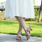 Purple Vintage Floral Printed Heel Sandals