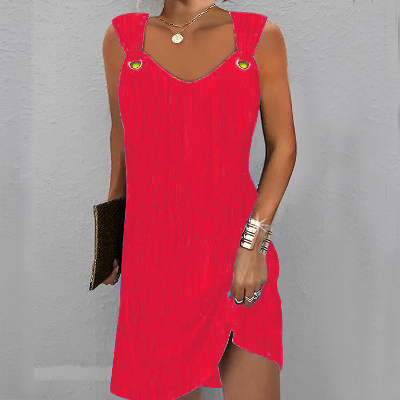 Breathable V Neck Sleeveless A-Line Dress