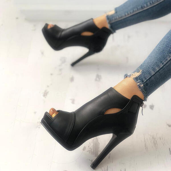 Elegant Peep Toe Stiletto Heel Ankle Boots