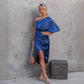 One-Shoulder Satin Evening Dresses With Ruffle