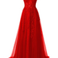 Lace Sweep Train Beading Prom Dress