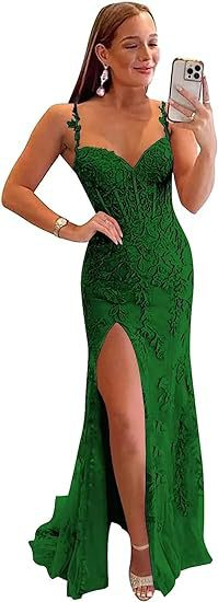 Long Lace Prom Dress with Slit