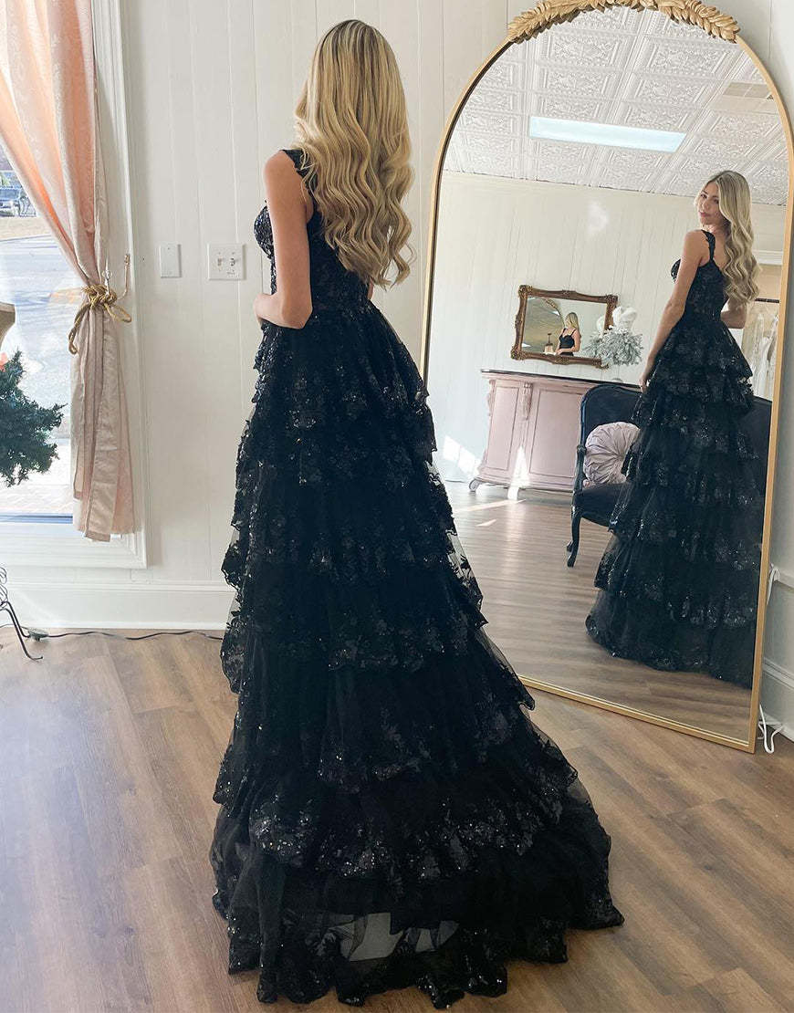 Off The Shoulder Tiered Prom Dress