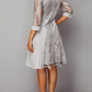 Gainsboro Long Sleeves Lace Panel Dress