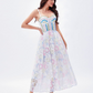 A-Line Spaghetti Strap Sleeveless Printed Maxi Dress