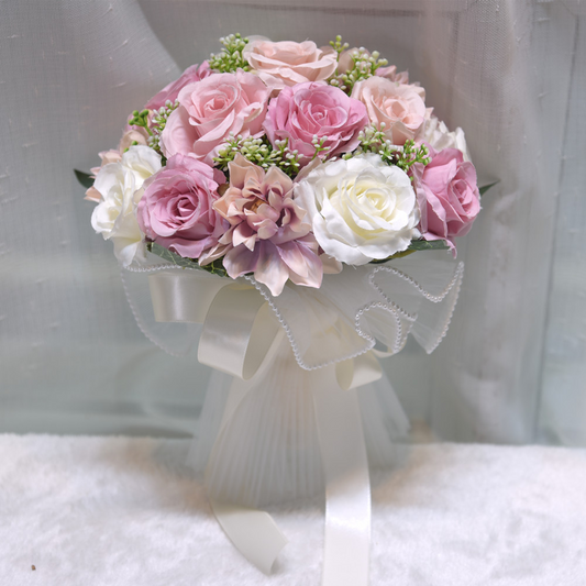 Pink Satin Premade Bridal Bouquet