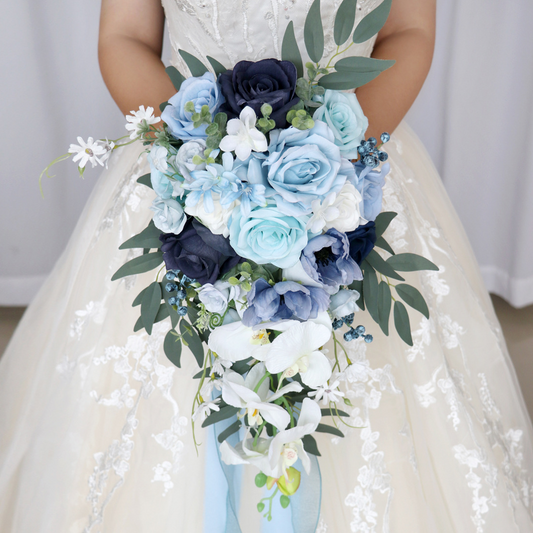 Blue Artificial Bridal Bouquet