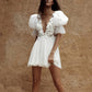 Jewel Neck Short Sleeves A-Line Short Wedding Dress