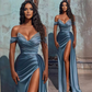 Off-the-Shoulder Slit Mermaid Prom Dress