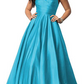 V-neck Pleated Soft Satin Prom Dress