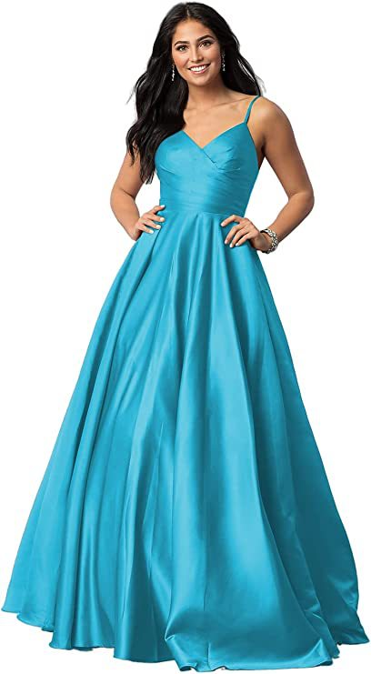 V-neck Pleated Soft Satin Prom Dress