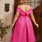 Off-The-Shoulder Tea-Length  Prom Dress