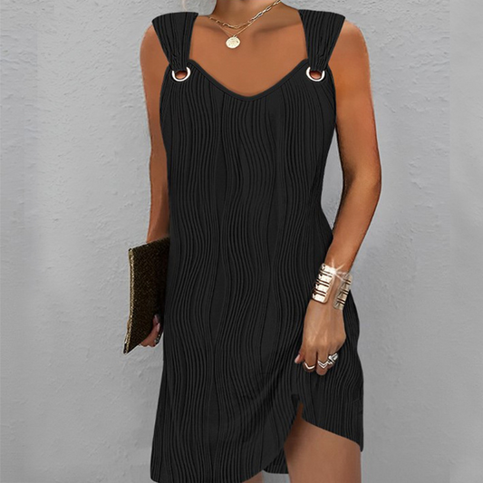 Breathable V Neck Sleeveless A-Line Dress