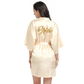 Satin Gold Bride Printed Robe