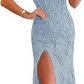 Long Lace Prom Dress with Slit