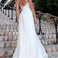 Deep V Neck Sleeveless A-Line Wedding Dress