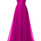 Lace Sweep Train Beading Prom Dress