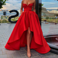 A-Line Sweetheart Satin Asymmetrical Prom Dress