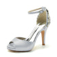 Satin Peep Toe Wedding Shoes Ankle Strap Stiletto Heel Platform Sandals