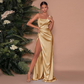 Sweep Train Satin Prom Dress With Split Front